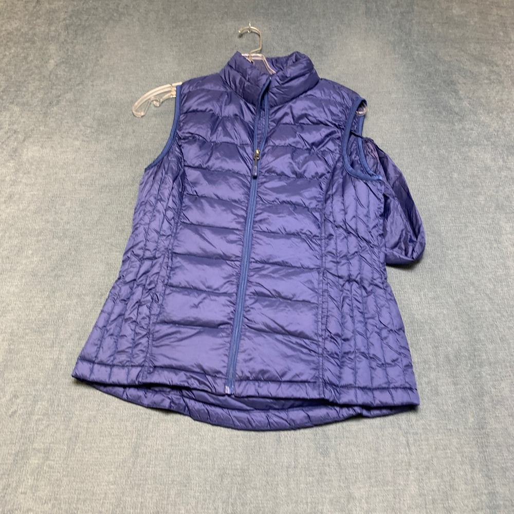 32 Degree Heat Puffer Vest Womens S Purple Quilted Full Zip Mock Neck Sleeveless